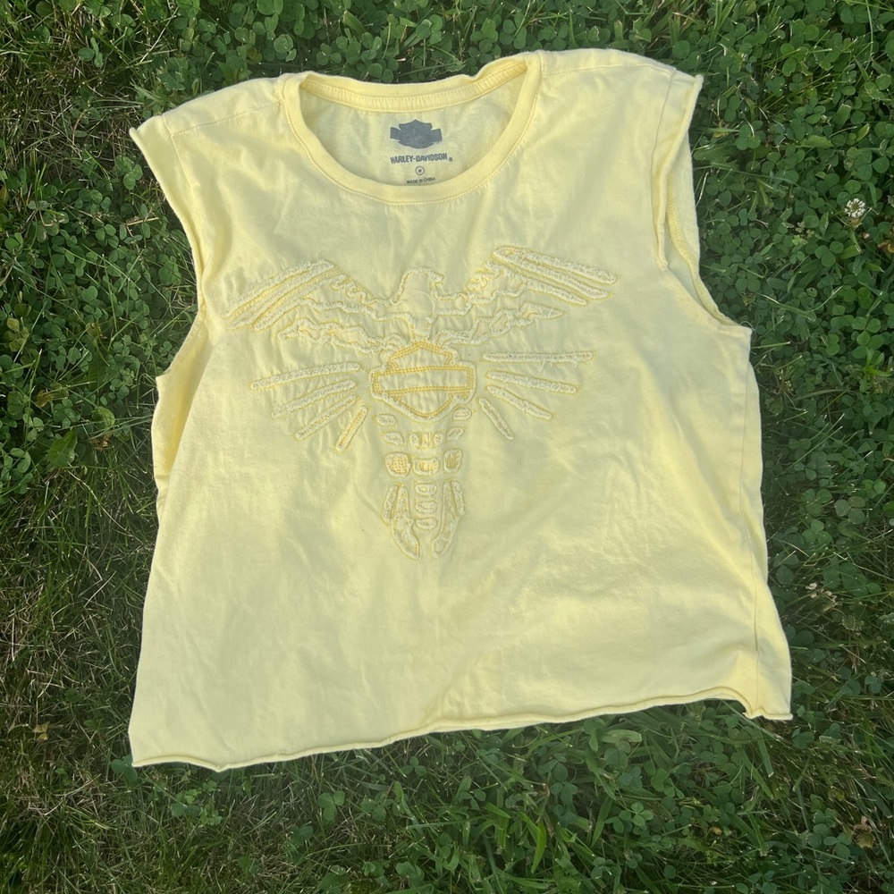 Yellow Harley Davidson Crop Tank Top